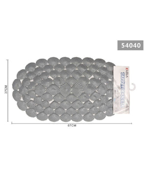 Tappeto Antiscivolo Ovale Con Conchiglie Grigio Vasca Bagno Doccia 67x37cm 54040         