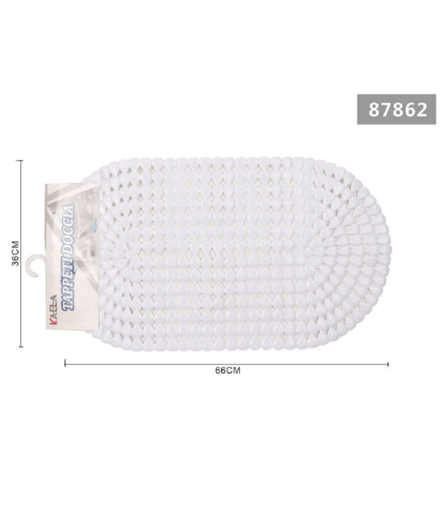 Tappeto Antiscivolo Ovale Diamante Bianco Per Vasca Bagno Doccia 36 X 66cm 87862         