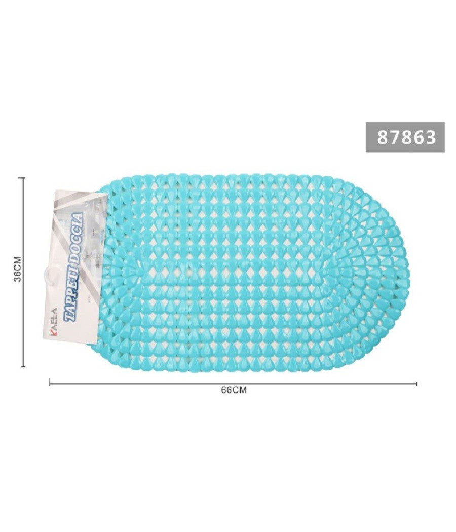 Tappeto Antiscivolo Ovale Diamante Blu Lago Per Vasca Bagno Doccia 36x66cm 87863         