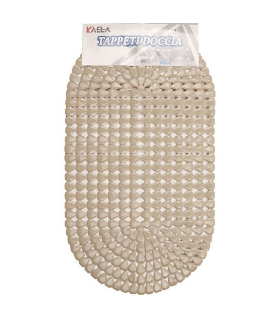 Tappeto Antiscivolo Ovale Diamante Cachi Per Vasca Bagno Doccia 36 X 66 Cm 87860         