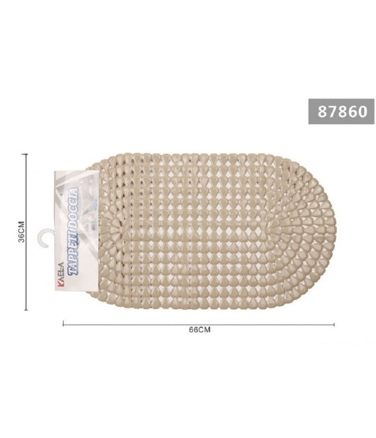 Tappeto Antiscivolo Ovale Diamante Cachi Per Vasca Bagno Doccia 36 X 66 Cm 87860         