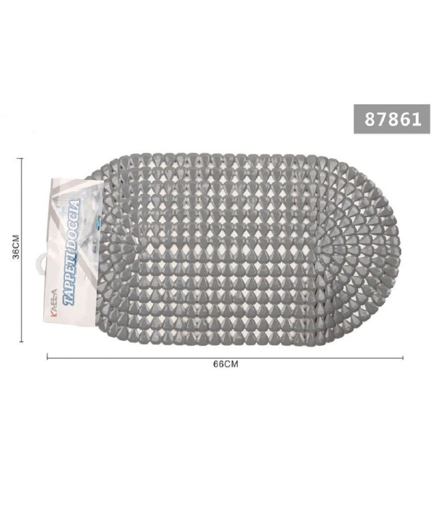 Tappeto Antiscivolo Ovale Diamante Grigio Per Vasca Bagno Doccia 36 X 66cm 87861         