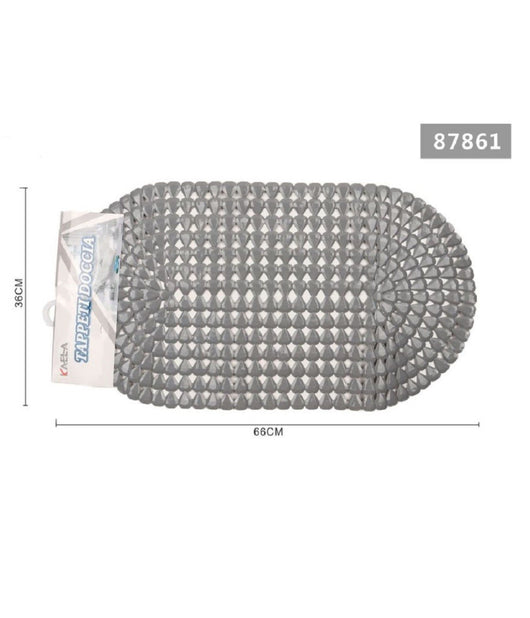 Tappeto Antiscivolo Ovale Diamante Grigio Per Vasca Bagno Doccia 36 X 66cm 87861         