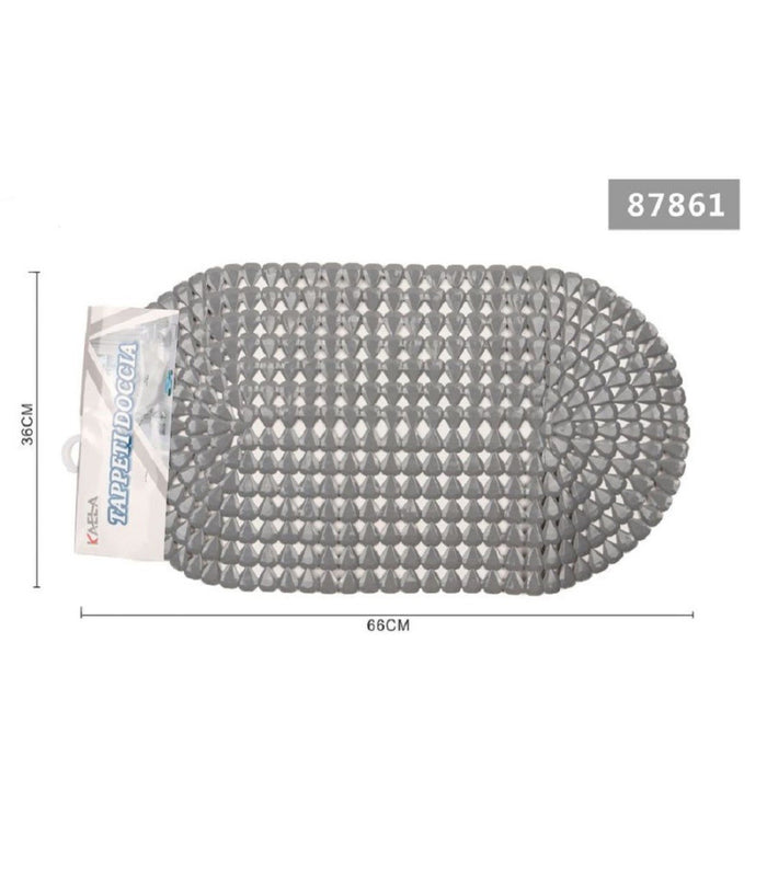 Tappeto Antiscivolo Ovale Diamante Grigio Per Vasca Bagno Doccia 36 X 66cm 87861         