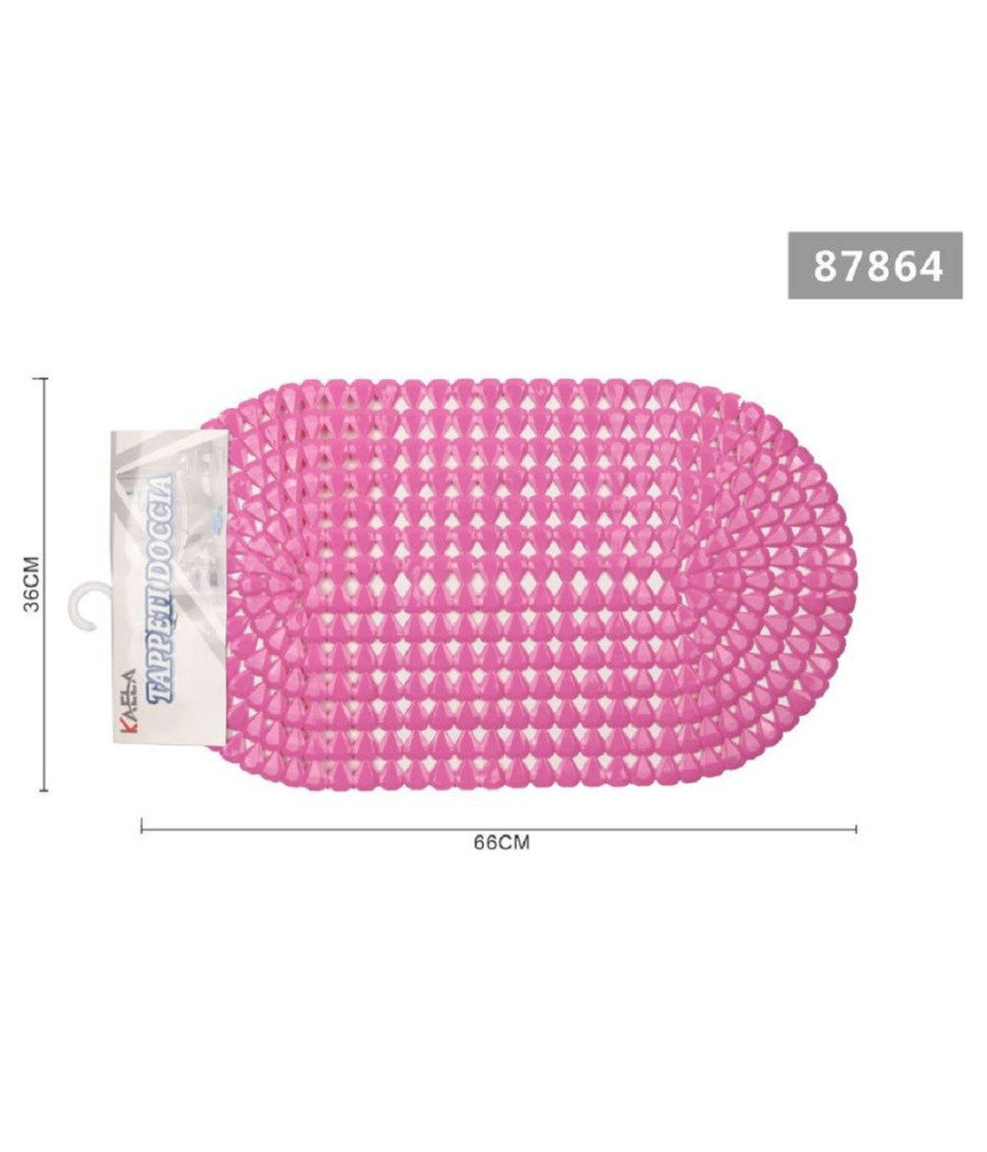 Tappeto Antiscivolo Ovale Diamante Rosa Per Vasca Bagno Doccia 36 X 66 Cm 87864         