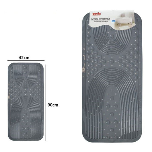 Trade Shop - Tappeto Antiscivolo Per Vasca Da Bagno Doccia Grigio 42x90 Cm Rettangolare 87555         