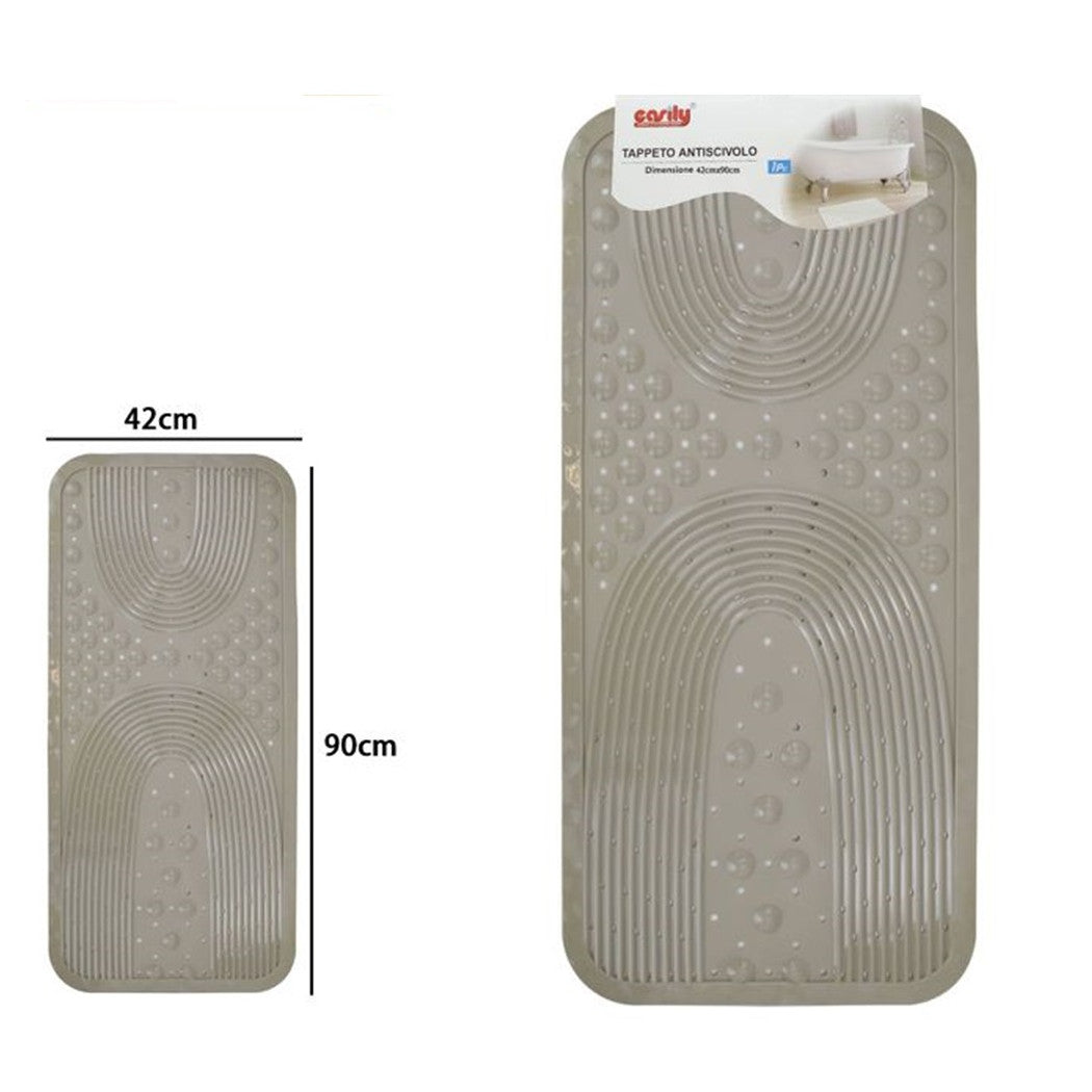 Trade Shop - Tappeto Antiscivolo Per Vasca Da Bagno Doccia Tortora 42x90cm Rettangolare 87554         