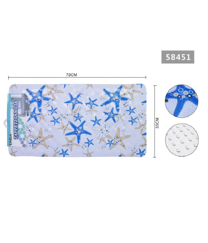 Tappeto Antiscivolo Rettangolare Bagno Vasca Doccia Stelle Marine 35x70cm 58451         