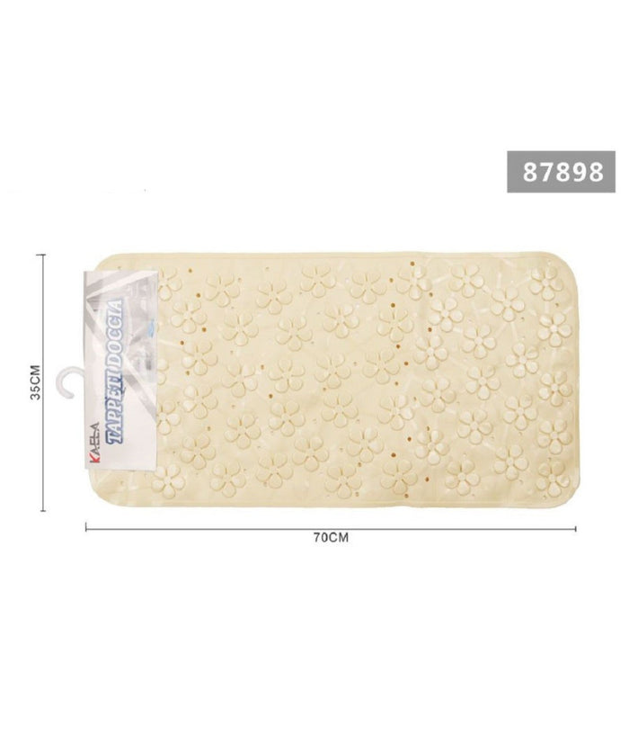Tappeto Antiscivolo Rettangolare Per Bagno Vasca Doccia Loto Crema 35x70cm 87898         