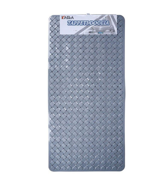 Tappeto Antiscivolo Rettangolo Intrecciato Grigio Per Bagno Doccia 38x77cm 87888         