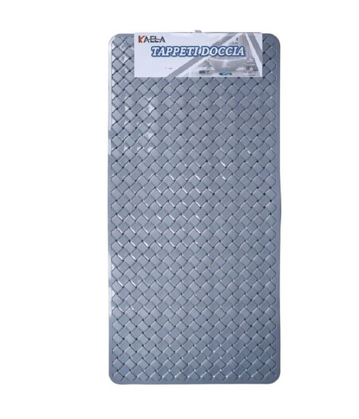 Tappeto Antiscivolo Rettangolo Intrecciato Grigio Per Bagno Doccia 38x77cm 87888         