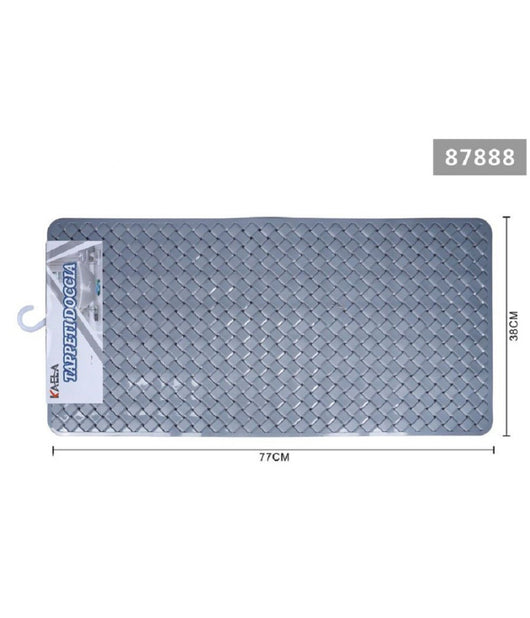 Tappeto Antiscivolo Rettangolo Intrecciato Grigio Per Bagno Doccia 38x77cm 87888         