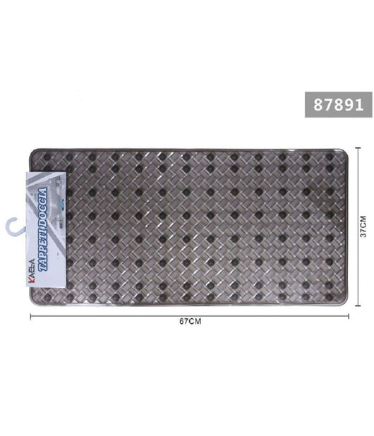 Tappeto Antiscivolo Rettangolo Per Bagno Doccia Intrecciato Grigio 37x67cm 87891         