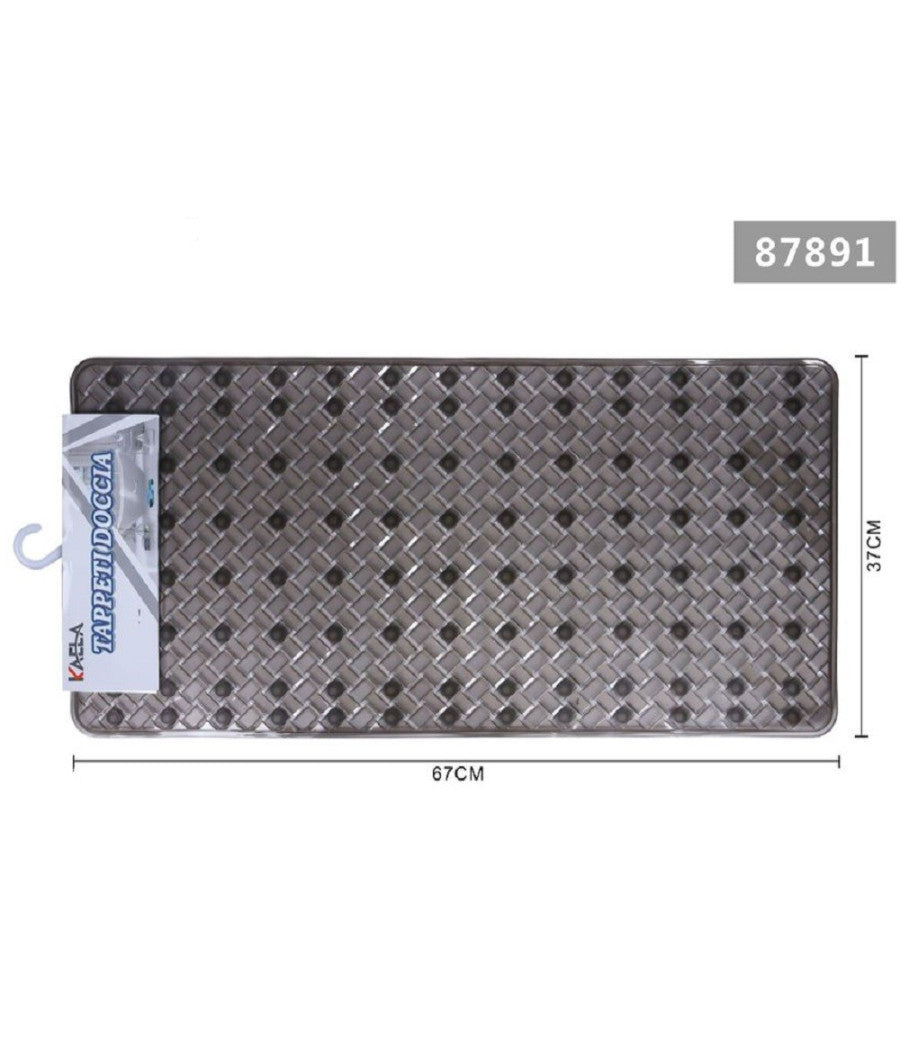 Tappeto Antiscivolo Rettangolo Per Bagno Doccia Intrecciato Grigio 37x67cm 87891         