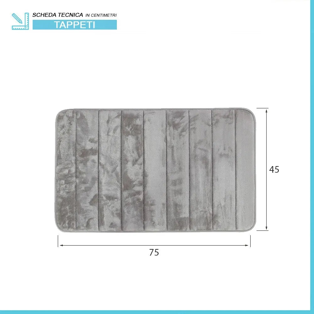 Tappeto bagno 100% poliestere 45x75 grigio antiscivolo  Memo