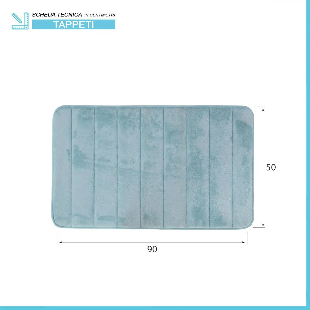 Tappeto bagno 100% poliestere 50x90 acquamarina antiscivolo  Memo