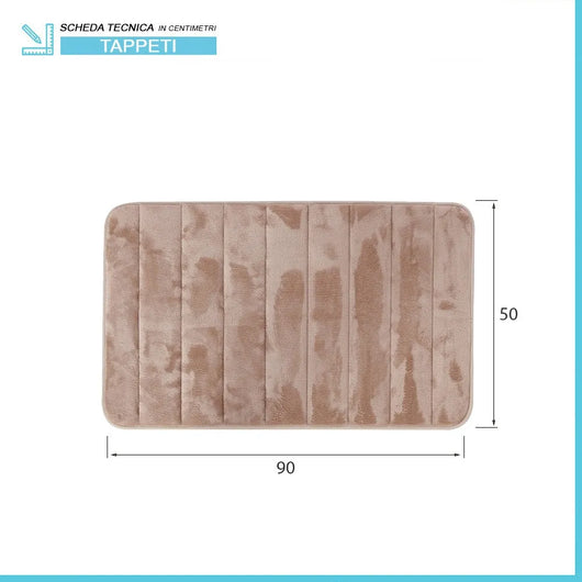 Tappeto bagno 100% poliestere 50x90 tortora antiscivolo  Memo