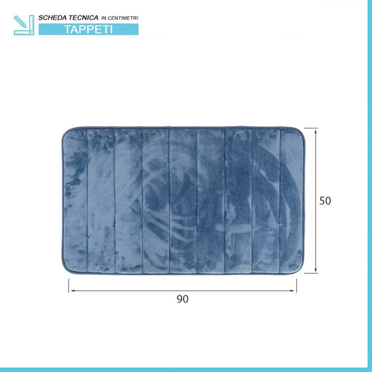 Tappeto bagno 100% poliestere 50x90 turchese cobalto antiscivolo  Memo