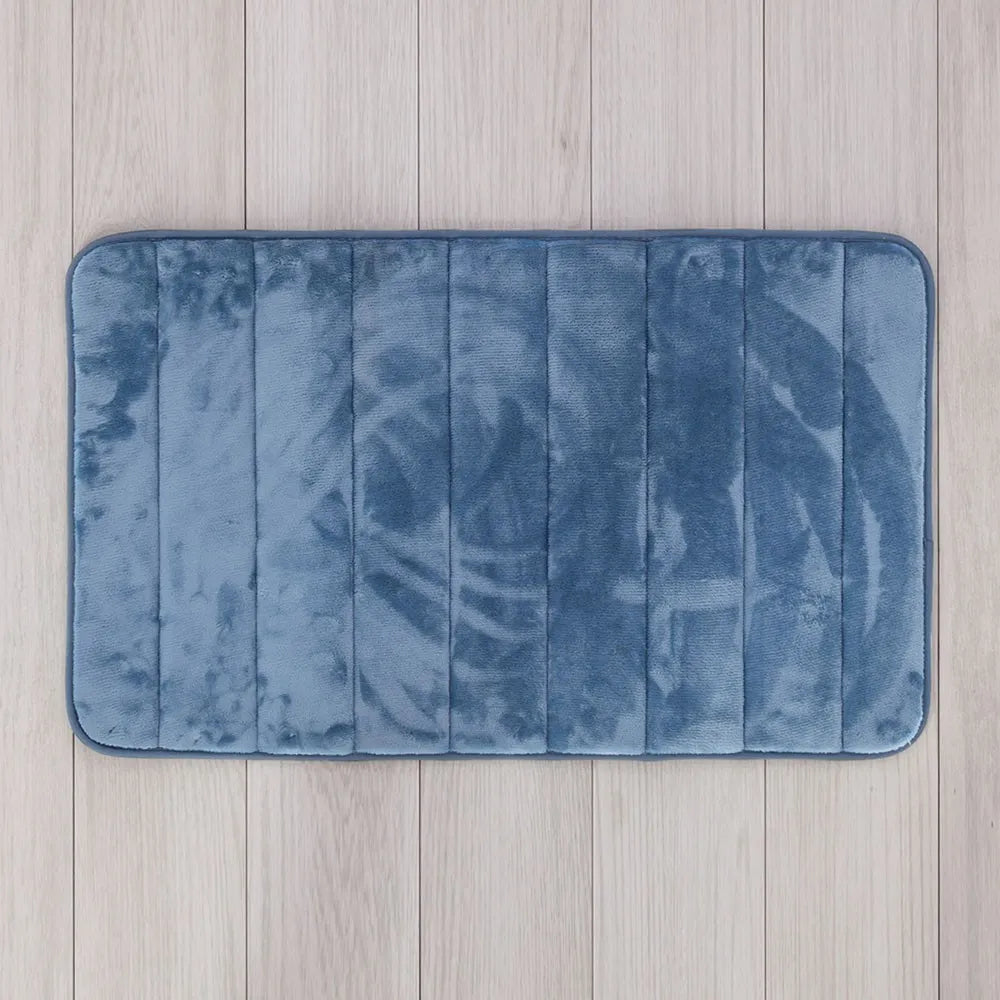 Tappeto bagno 100% poliestere 50x90 turchese cobalto antiscivolo  Memo