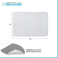 Tappeto bagno bianco 60x40 cm in microfibra antiscivolo Spring