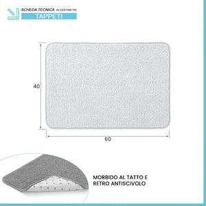 Tappeto bagno bianco 60x40 cm in microfibra antiscivolo Spring