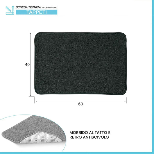 Tappeto bagno nero 60x40 cm in microfibra antiscivolo Spring