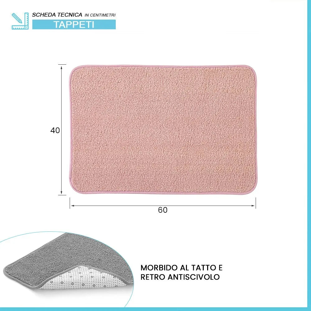 Tappeto bagno rosa 60x40 cm in microfibra antiscivolo Spring