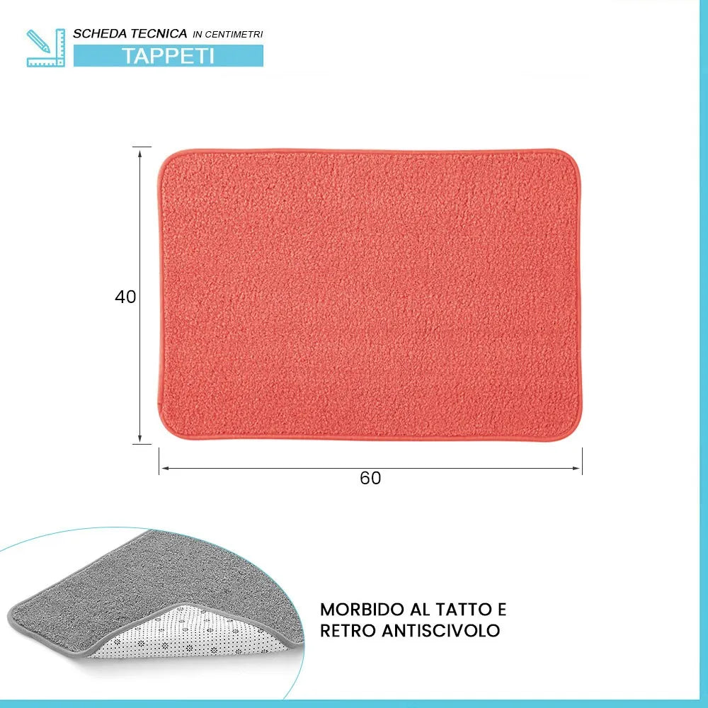 Tappeto bagno rosso 60x40 cm in microfibra antiscivolo Spring