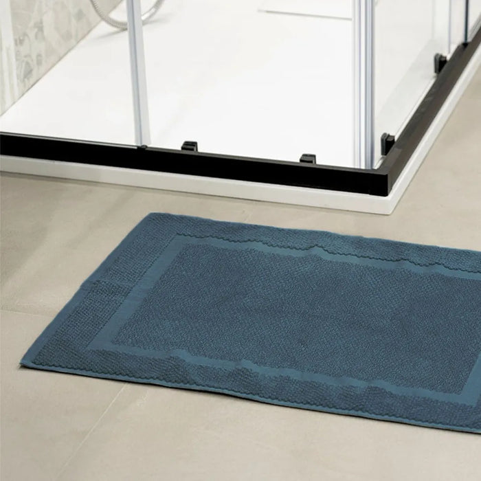 Tappeto bagno scendi doccia 100% cotone turchese cobalto 45x65 cm