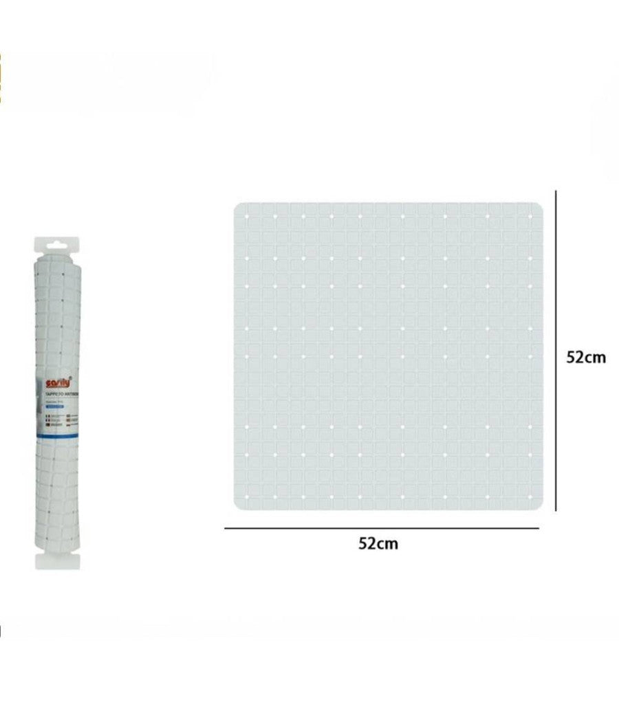 Tappeto Bianco Tappetino Pvc Antiscivolo Per Vasca Bagno Doccia 52 X 52 Cm 79762         