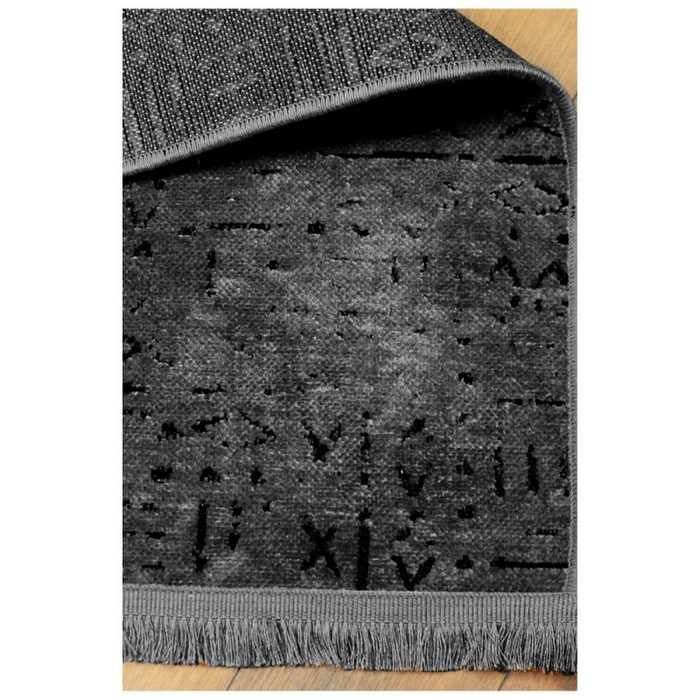 Tappeto ciniglia antiscivolo Vadi antracite decorazione geometrica 160x230