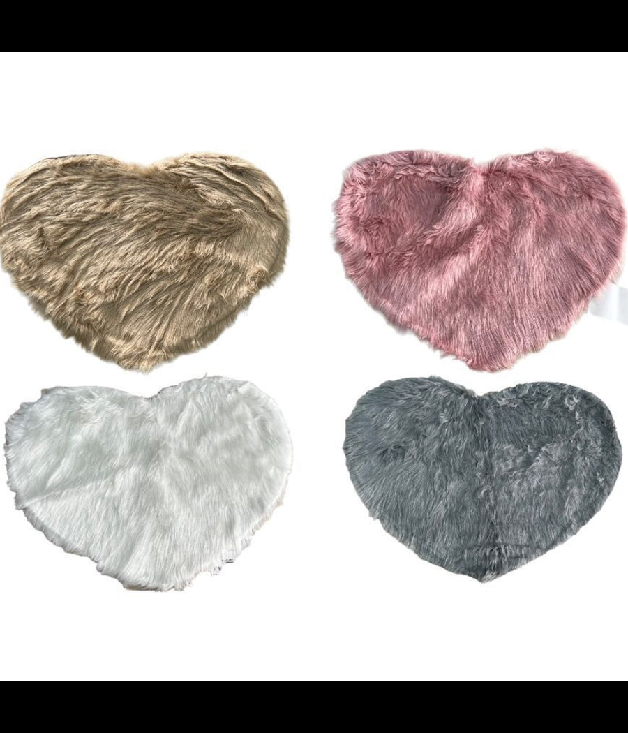 Tappeto Cute Cuore Pelliccia Fluffy Vari Colori Living Stanza Da Letto 70x90 Cm         