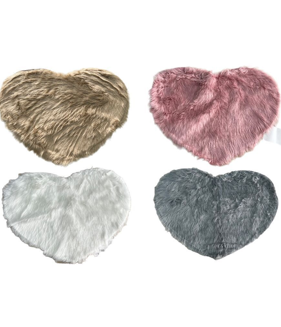 Tappeto Cute Cuore Pelliccia Fluffy Vari Colori Living Stanza Da Letto 70x90 Cm         