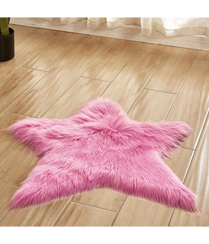 Tappeto Cute Stella Pelliccia Fluffy Vari Colori Living Stanza Da Letto 90x90 Cm         