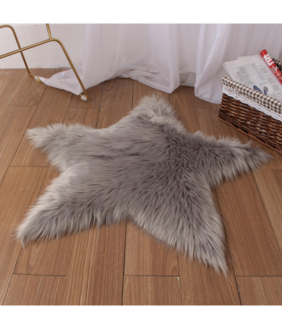 Tappeto Cute Stella Pelliccia Fluffy Vari Colori Living Stanza Da Letto 90x90 Cm         
