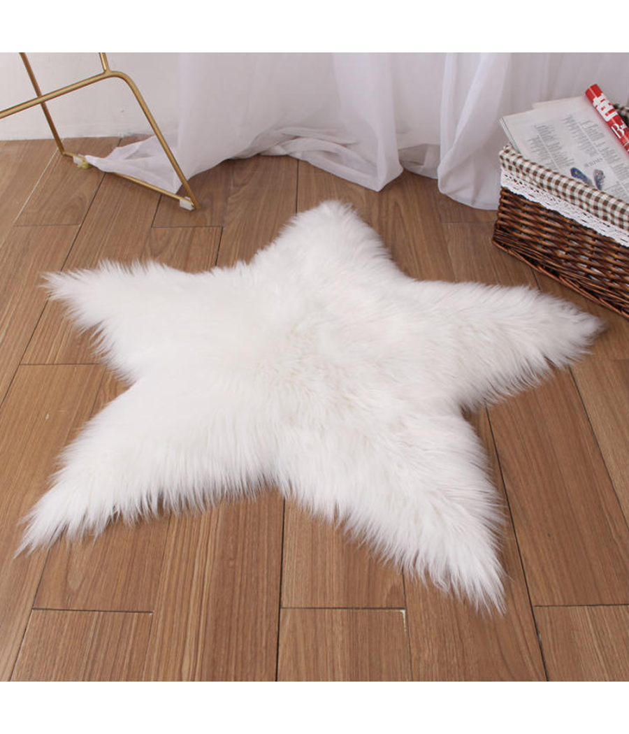 Tappeto Cute Stella Pelliccia Fluffy Vari Colori Living Stanza Da Letto 90x90 Cm         