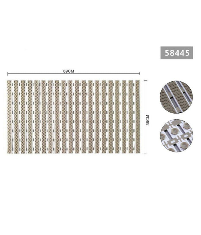 Tappeto Doccia Antiscivolo 69x38cm Tappetino Vasca Bagno Rettangolare Beige 58445         
