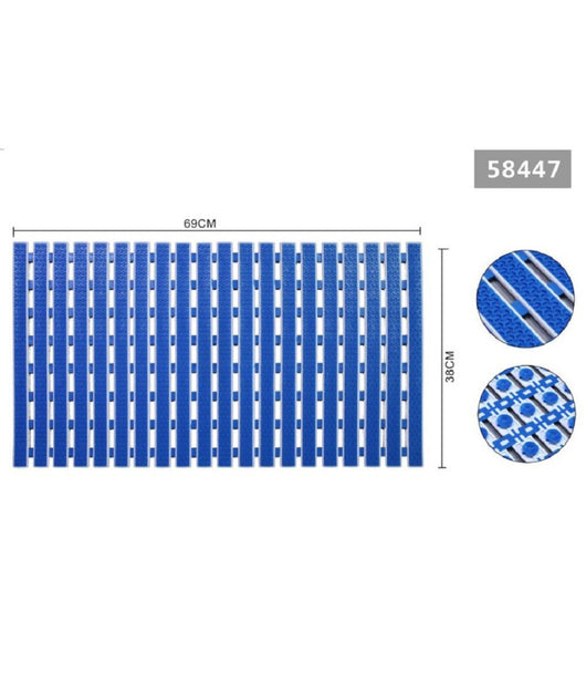 Tappeto Doccia Antiscivolo 69x38cm Tappetino Vasca Bagno Rettangolare Blu 58447         