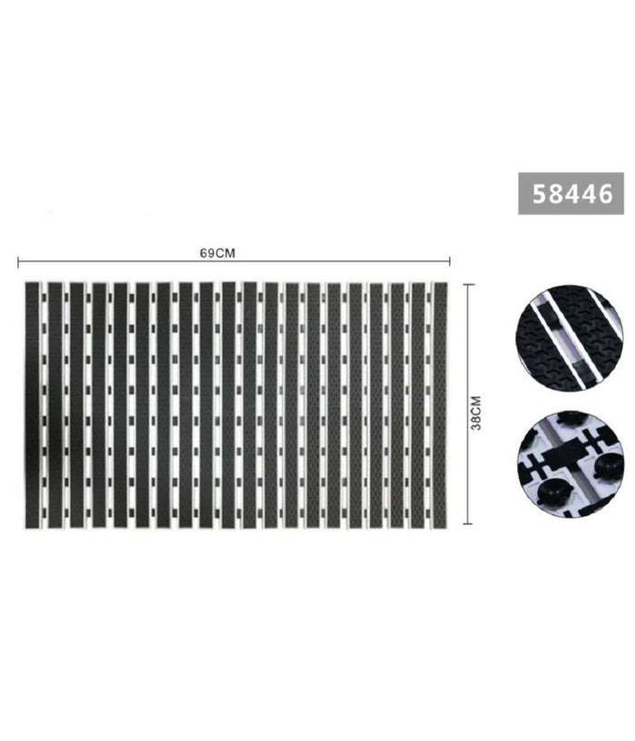 Tappeto Doccia Antiscivolo 69x38cm Tappetino Vasca Bagno Rettangolare Nero 58446         