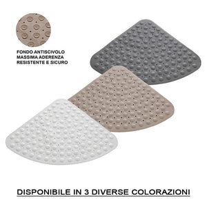 Tappeto doccia antiscivolo angolare in PVC grigio 54x54 cm