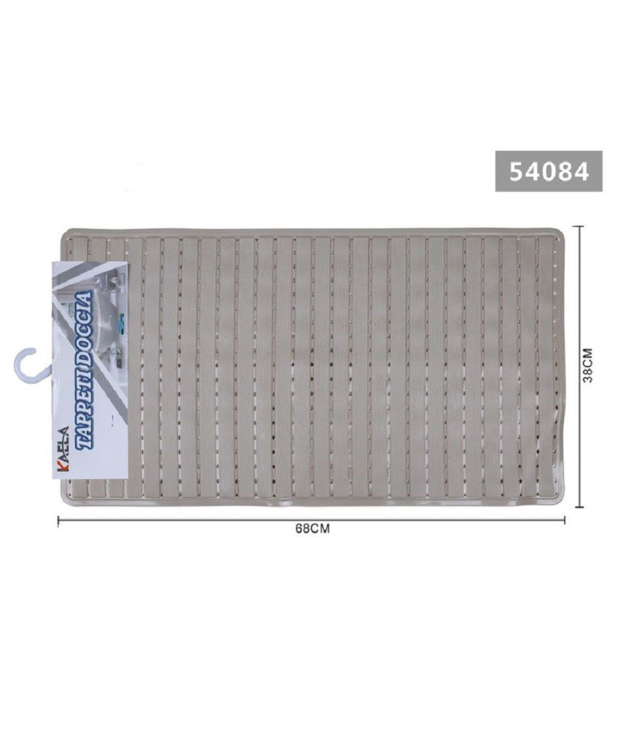 Tappeto Doccia Vasca Bagno Antiscivolo 38x68 Cm Rettangolare A Righi Beige 54084         