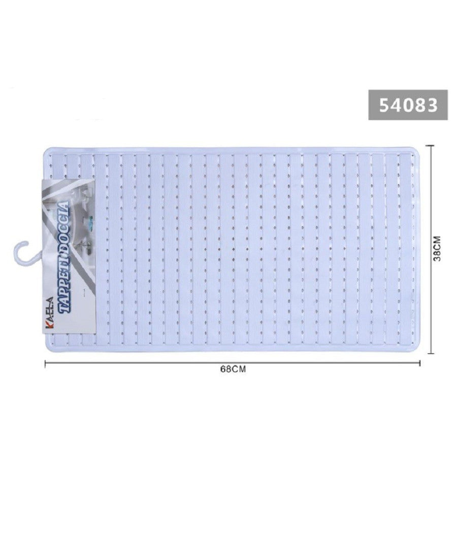 Tappeto Doccia Vasca Bagno Antiscivolo 38x68cm Rettangolare A Righi Bianco 54083         