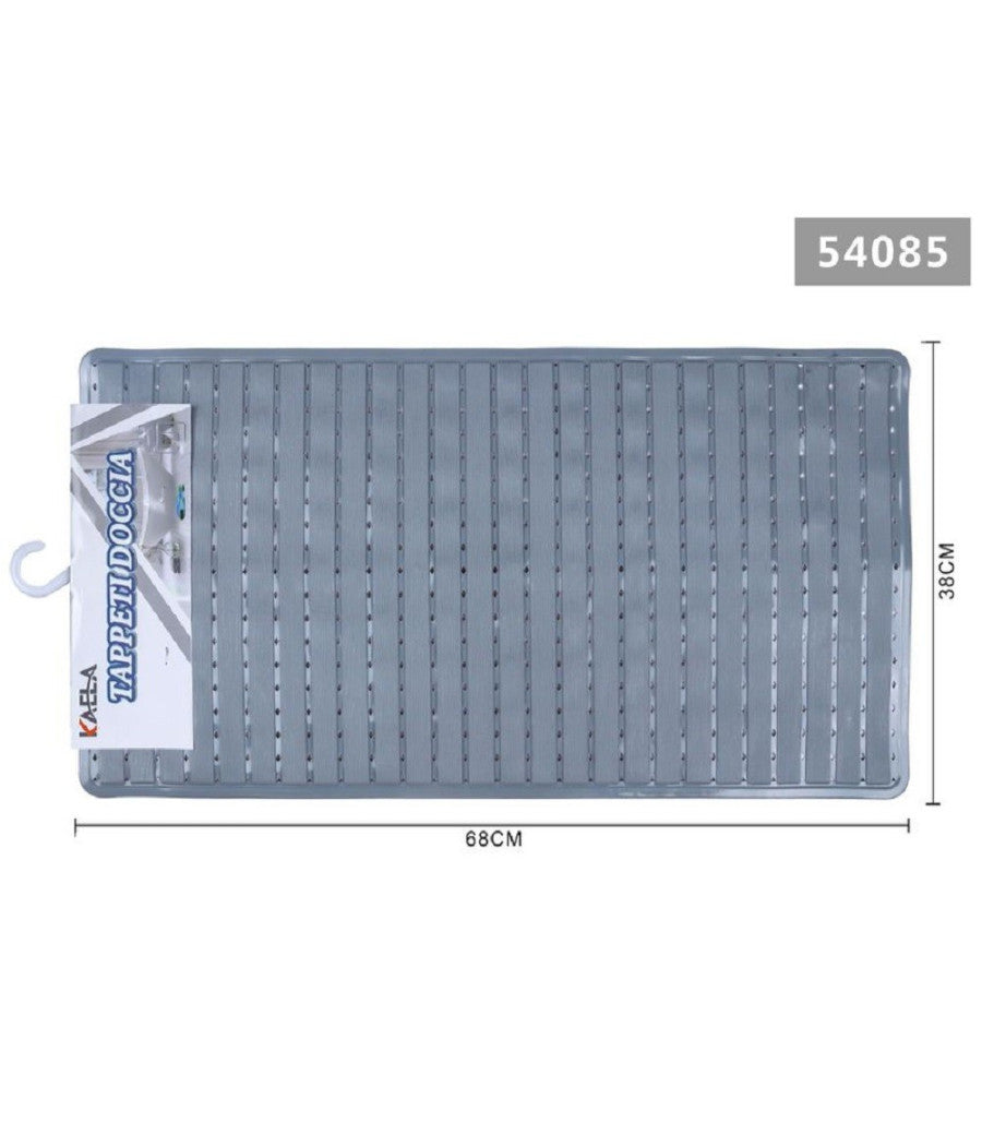Tappeto Doccia Vasca Bagno Antiscivolo 38x68cm Rettangolare A Righi Grigio 54085         