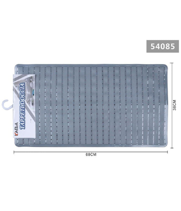Tappeto Doccia Vasca Bagno Antiscivolo 38x68cm Rettangolare A Righi Grigio 54085         