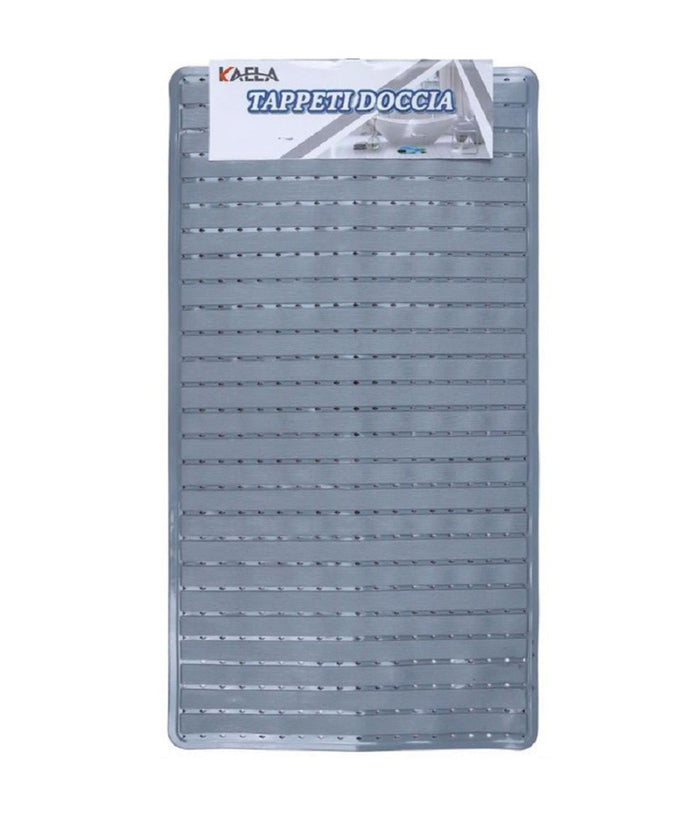 Tappeto Doccia Vasca Bagno Antiscivolo 38x68cm Rettangolare A Righi Grigio 54085         