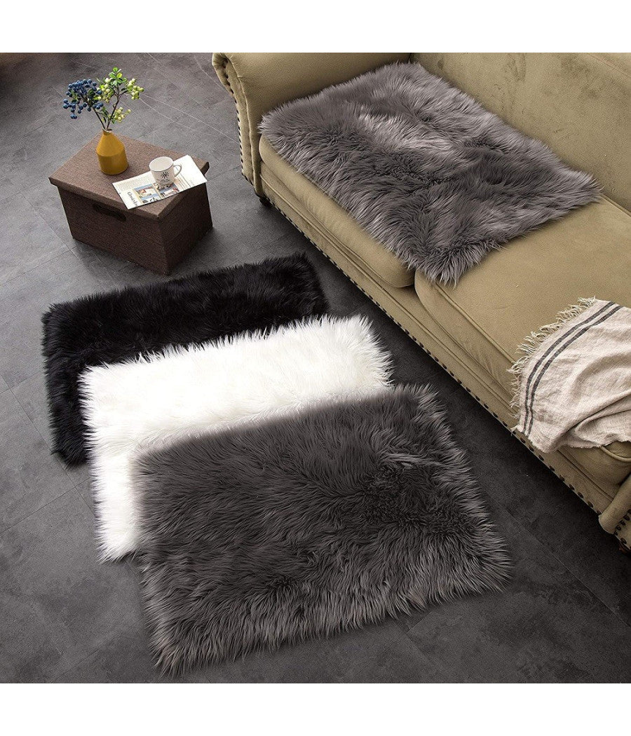 Tappeto Finta Pelliccia Sintetica Per Animali Soggiorno Camera Lavabile 40x60cm         