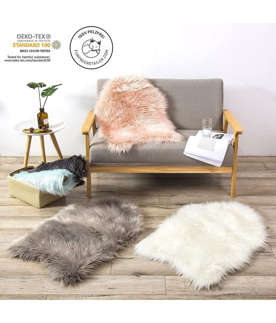 Tappeto Finta Pelliccia Sintetica Per Animali Soggiorno Camera Lavabile 50x80 Cm         