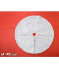 Tappeto Gonna Copertura Base Albero Di Natale 100cm Pelliccia Bianco Sottoalbero         