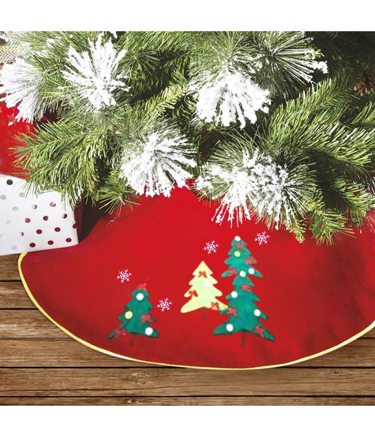 Tappeto Gonna Copertura Base Albero Di Natale 100cm Rosso Decorazioni Natalizie         