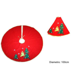 Tappeto Gonna Copertura Base Albero Di Natale 100cm Rosso Decorazioni Natalizie         